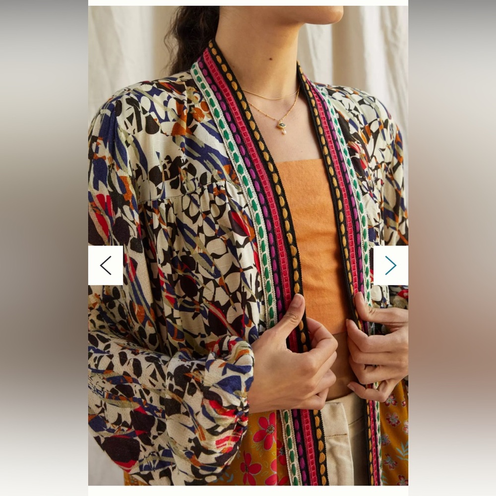 NWT Anthropologie Conditions Apply Retro Floral Tiered Kimono Robe Cover Up $140 - Picture 2 of 14